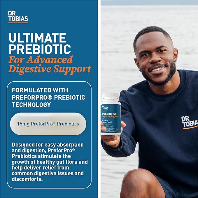 Dr. Tobias Prebiotics Supports Digestion &amp Gut Health Feed Good Probiotic Bacteria Boost Gut Immune Function Vegan &amp Non-GMO Gut Health Supplements for Men and Women 30 Capsules 30 Servi