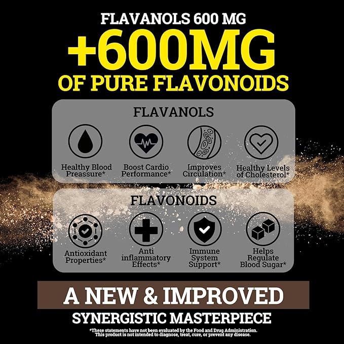 Black Forest High Flavanol Cocoa Powder (1200mg Flavanols &amp Flavonoids Supplements)10X More Flavanols (Epicatechin) Than Cocoa &amp 600mg of Epicatechin Supplement for Heart Health Nitric Oxide