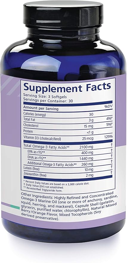 nūmaqula Omega 3 Supplement - 90 Softgels 30-Day Supply - Re-Esterfied Omega 3 Triglyceride Form with 1400mg DHA 400mg EPA Lutein &amp Zeaxanthin for Macular &amp Retinal Support
