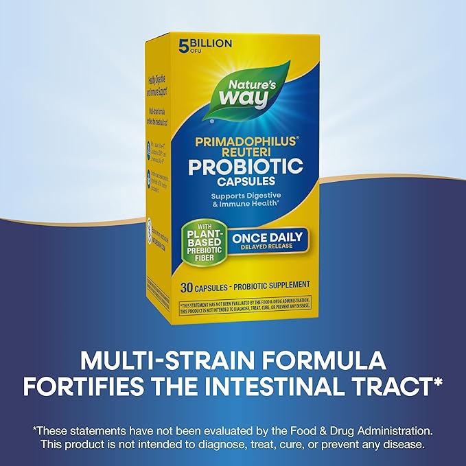 Nature's Way Primadophilus Reuteri Probiotic Supports Digestive &amp Immune Health* 5 Billion Live Cultures 30 Capsules (Packaging May Vary) - 2 Pack