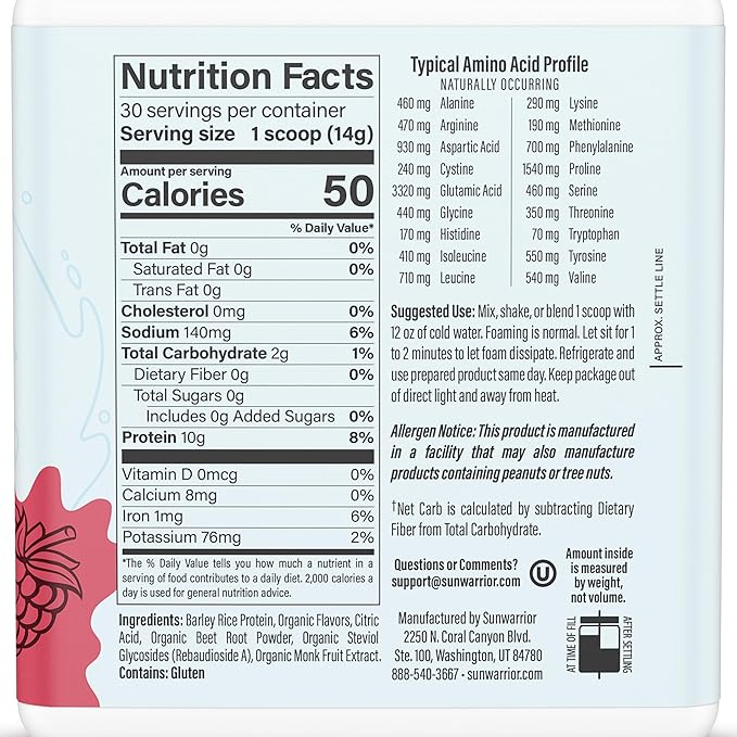Sunwarrior Clear Protein Powder | Vegan Plant-Based Protein 30 Servings Raspberry Flavored &amp Creatine Monohydrate Powder | 50 Servings Raspberry Flavored