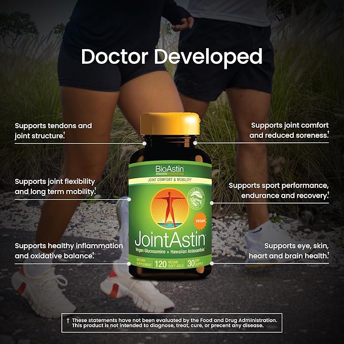 Nutrex Hawaii JointAstin - 12 mg 120 Softgels - Joint Support Supplement with Glucosamine &amp BioAstin Hawaiian Astaxanthin - Farm-Direct Antioxidant Supplement Joint Eye Skin &amp Immune System