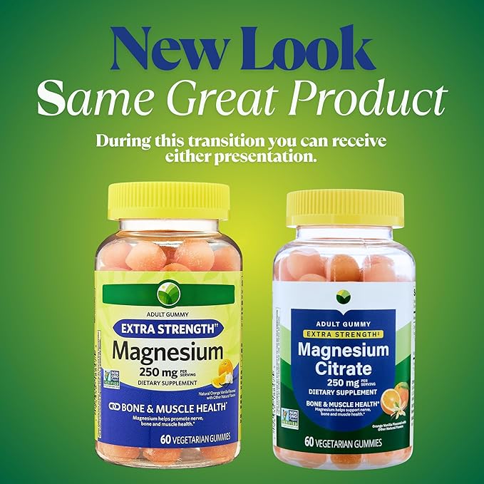 KP+ Magnesium Gummies | Magnesium Citrate 250 mg | 60 Vegetarian Gummies | Extra Strength | Supports Bone Nerve &amp Muscle Health | Orange Vanilla Flavor | Pack of 1