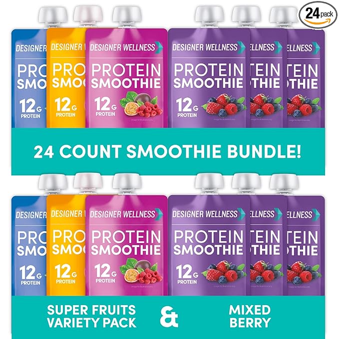 Designer Wellness Protein Smoothies Super Fruits Variety and Mixed Berry Bundle