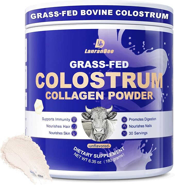 Grass-Fed Bovine Colostrum Collagen Powder for Women &amp Men Hydrolyzed Collagen Peptides Powder with Probiotics | Gut Health Immune Support Hair Skin Nail &amp Joint Support Supplement - Sug