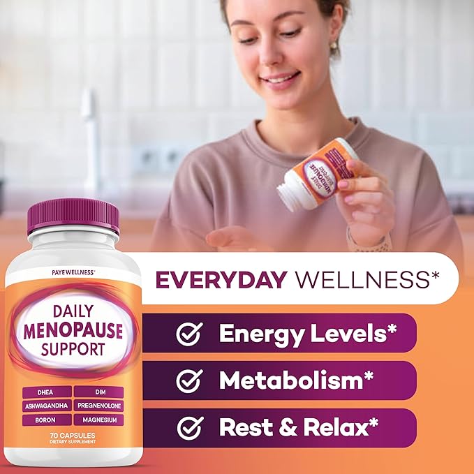Menopause and Perimenopause Supplement for Women 10-1 Relief Formula for Hot Flashes Night Sweats Mood Energy &amp Hormone – DIM Ashwagandha Vitamin D DHEA Zinc Magnesium 3-Pack 70 Capsules