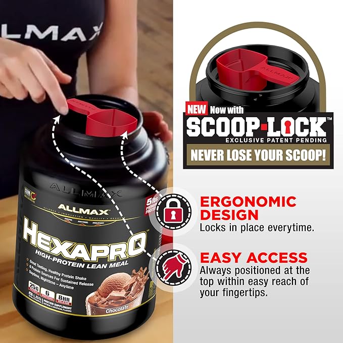 ALLMAX HEXAPRO French Vanilla - 2 lb - 25 Grams of Protein Per Serving - 8-Hour Sustained Release - Zero Sugar - 21 Servings