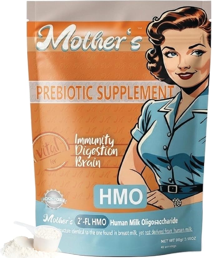 HMO Prebiotic Supplement for Adults - Mother's 2'-FL Human Milk Oligosaccharide Powder - Gut Health Immunity &amp Digestion Support 90g (45 Servings) Non-GMO