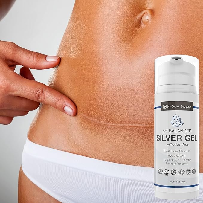 Colloidal Silver Gel Burn and Wound Care with Aloe Vera - 30ppm pH Balanced Formula Helps Soothe Burns Sores &amp Eczema - Structured Silver - Made in USA (3.38 oz)