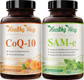 500mg SAM-e &amp Coenzyme Q10 200mg CoQ10 Supplement Bundle - Brain Mood Focus and Energy Support Bundle with CoQ10 and S-Adenosyl-L-Methionine Capsules (Over 6 Month Supply)