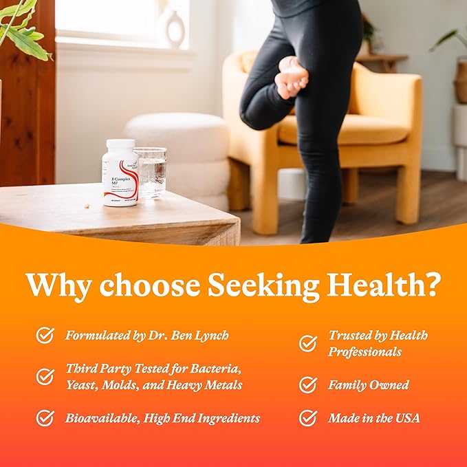 Seeking Health B Complex MF - Vitamin B Complex with Folate Niacin &amp Folinic Acid - Support Energy &amp Immune System Health with B Vitamins - 100 Capsules