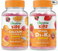 Lifeable Calcium with Vitamin D Kids + Vitamin D3 + Vitamin K2 Kids Gummies Bundle - Great Tasting Vitamin Supplement Gluten Free GMO Free Chewable Gummy