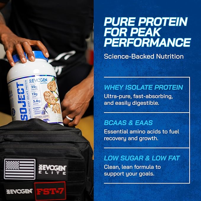 Evogen Isoject - Whey Protein Isolate | Ultra-Pure Whey Protein Powder with Ignitor Enzymes BCAAs and EAAs | Enhanced Absorption &amp Recovery | Oatmeal Cookie | 25 Servings