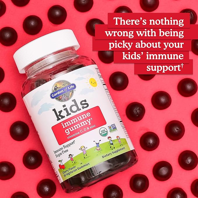 Garden of Life Organics Kids Gummy Vitamins - Fruit - Certified Organic Non-GMO &amp Vegan &amp Kids Immune Support Gummies with Vitamin C D as D3 &amp Zinc