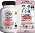 Prime Max Biome Probiotics 40 Billion CFU – Extra Strength Skin &amp Gut Support with MAKTrek® Bi-Pass Technology – 4 Strains + Prebiotics – Non-GMO Gluten-Free 60 Capsules (1)