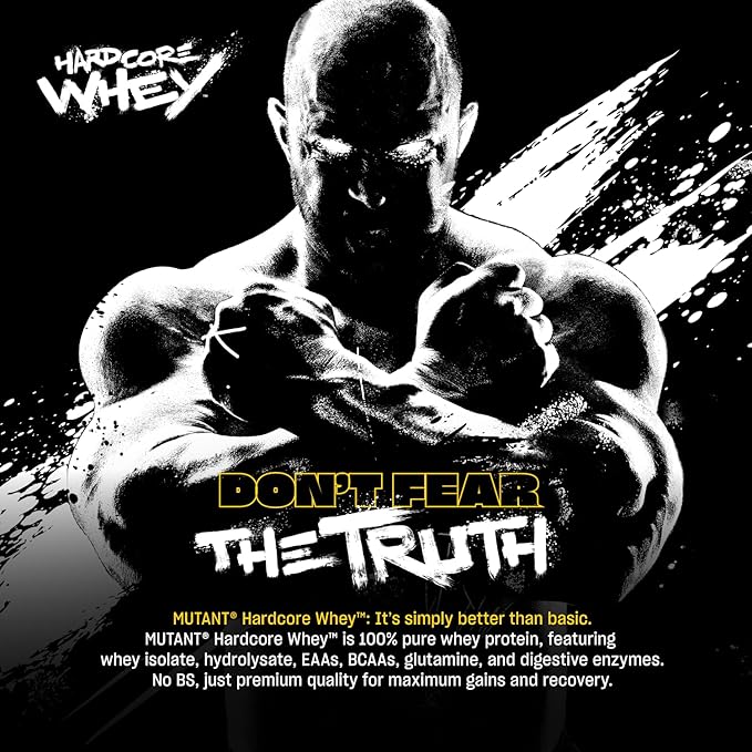 Mutant Hardcore WHEY | 100% Pure Whey Protein | 24g Protein Fast-digesting whey Protein Isolate Plus whey Protein hydrolysate | 68 Servings | 5 LB | Chocolate