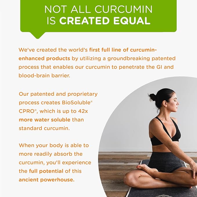 curcuminpro Complete Vegan | BioSoluble Brown Rice Protein &amp Organic Turmeric Curcumin Supplement | Plant-Based Formula for Daily Wellness | 60 Count
