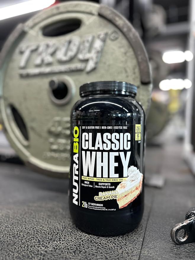 NutraBio Classic Whey Protein Powder- 25G Protein Per Scoop - Full-Spectrum Amino Acid Profile - No Fillers Artificial Colors Preservatives - (Banana Cream Pie 2 Pounds)