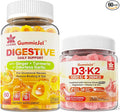 Vitamin D3 K2 Filled Gummies 5000IU / 10000 IU with 500mg Calcium Magnesium Citrate Vitamin C &amp Ginger Chews Supplement Gummies for Nausea Stomach Relief