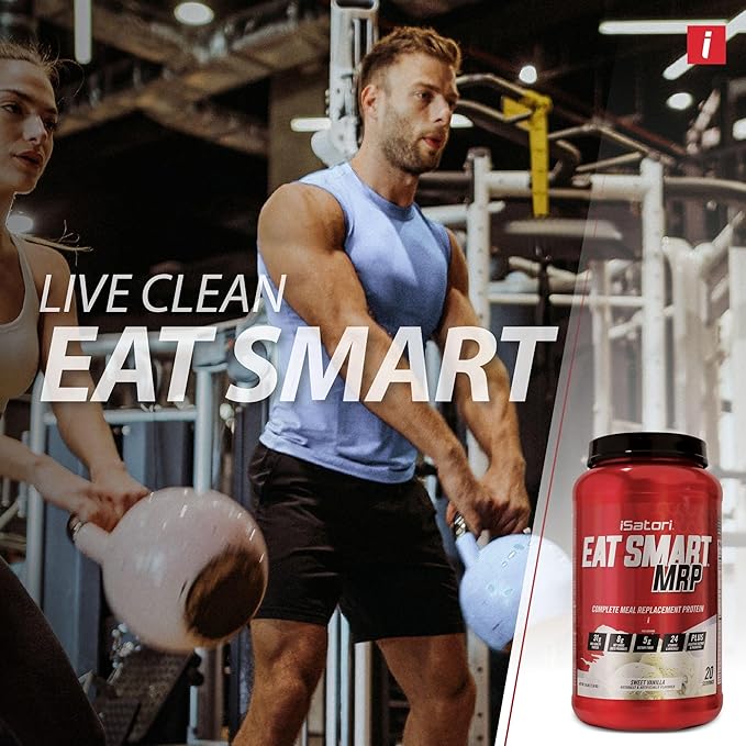 iSatori Eat Smart MRP High Protein Meal Replacement Shake with Whey Protein Powder Probiotics Powder Casein Protein MCT Oil Egg Albumen Vitamins &amp Minerals Keto Vanilla Flavor 20 Servings