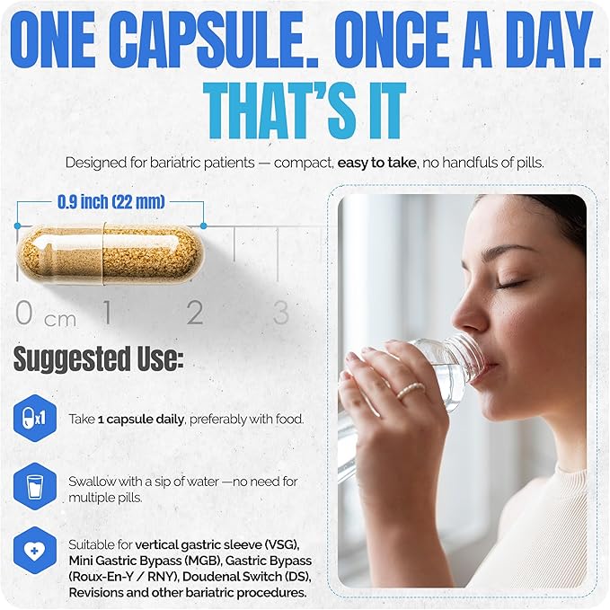 Shiny Leaf Methylated Bariatric Multivitamin with Iron 45mg – Once Daily Capsule Made in USA ASMBS Compliant Bariatric Vitamins for Gastric Bypass &amp Gastric Sleeve for Men &amp Women – (90 Cou