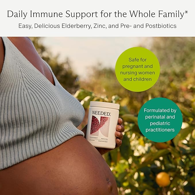 Needed. Immune Support Immunity Powder - for the Whole Family - Pregnancy Safe Immunity Supplement - Zinc with Elderberry - Easy-to-Take