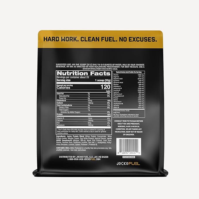 Jocko Fuel Whey Protein Powder Vanilla Milkshake 22g Protein Digestive Enzymes + Probiotic Blend No Sugar Added with Essential Amino Acids + Electrolyte Minerals 28 Servings