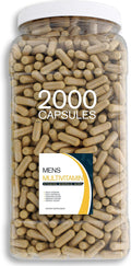 Daily Multivitamin &amp Men's Health Blend - 2000 Capsules of Vitamins Minerals Mens Health Antioxidants &amp Energy in a Clear Square Grip Jar