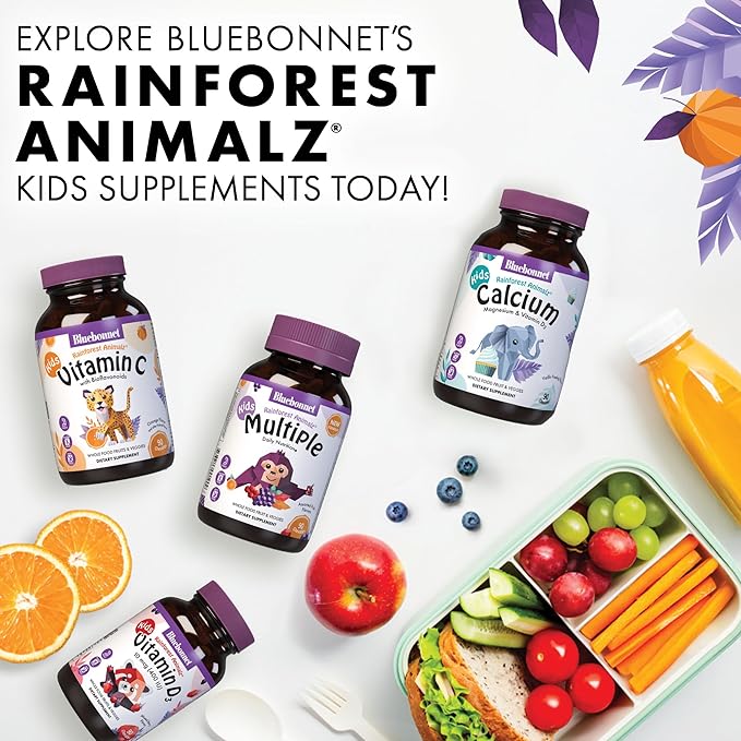Bluebonnet Nutrition Rainforest Animalz Whole Food Based Multiple Chewable Tablet Kids Multivitamin &amp Mineral Vitamin C D3 Iron Gluten Free Milk Free Kosher 180 Chewable Tablets Mixed Fla