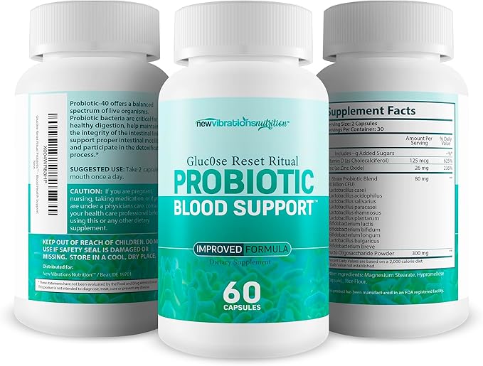 Gluc0se Reset Ritual Probiotic Blood Support - Our Best Probiotics &amp Prebiotics For Blood Balance - Prebiotics &amp Probiotics With Vitamin D - Healthy Gut Restore Probiotic Leaky Gut Repair Supp
