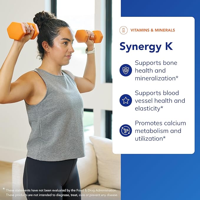 Pure Encapsulations Synergy K - with Vitamin K1 K2 &amp D3 - Supports Bones Blood Vessels Vascular Elasticity &amp Calcium Utilization* - Includes Cholecalciferol - Gluten Free &amp Non-GMO - 60