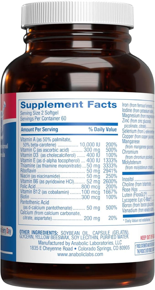 30-In-1 Adult Multivitamin with Iron - Antioxidant Rich Over 50 Multivitamin for Women and Men with Vitamins A C D E B Complex Zinc Magnesium Myo Inositol Lutein Lycopene &amp More - 2 Month Supply