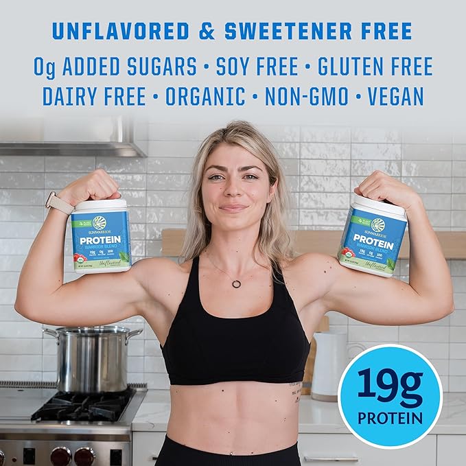 Sunwarrior Unflavored Creatine Powder &amp Organic Plant Based Protein Powder Set | Bundle &amp Save | Creatine Monohydrate Plus Vegan Organic Protein Supplements (60 Servings 15 Servings)