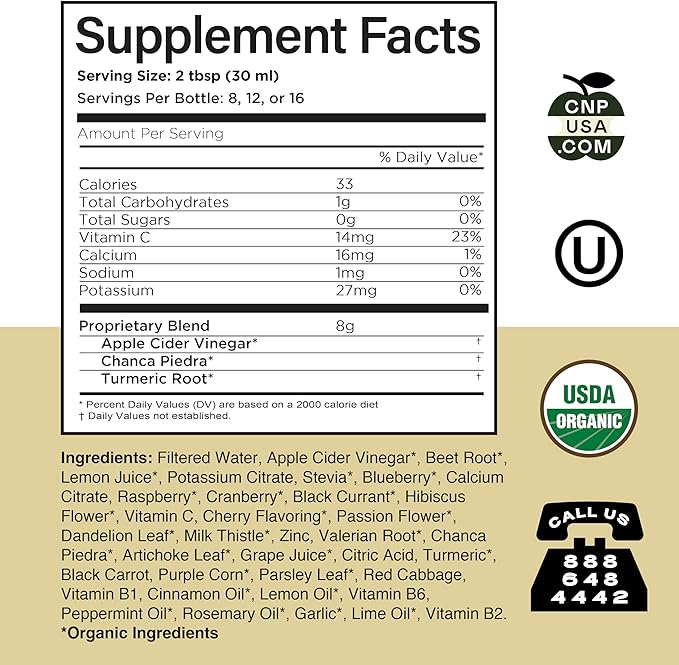 Gallbladder Complete 8oz Organic Liquid Concentrate - Organic Gallbladder Support Formula with Apple Cider Vinegar Digestive Bitters Stone Breaker for Bile Flow Detox - Digestive Cleanse Flush Support