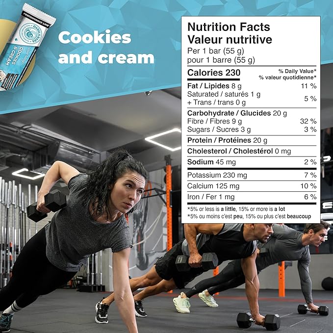 Daryl's Bars Cookies &amp Cream On the Go Snack On the Go Whey Protein Bars Gluten Free 20gr of Protein Snack Meal Replacement Pack of 1