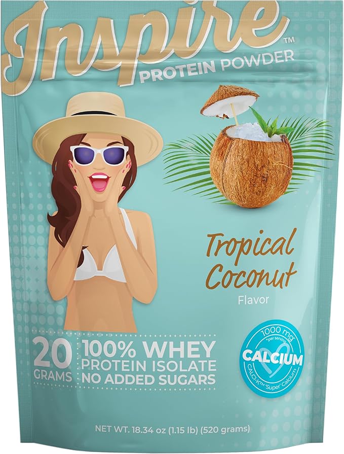 Bariatric Eating Inspire Tropical Coconut 20g Whey Protein Isolate Powder with Calcium