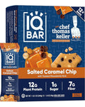 IQBAR Clean Plant Protein Bars - Salted Caramel Chip - 12 Count - Keto Vegan High Fiber Gluten and Dairy Free Low Sugar Snack - Brain and Body Nutrients for Focus Energy Meal Replacement