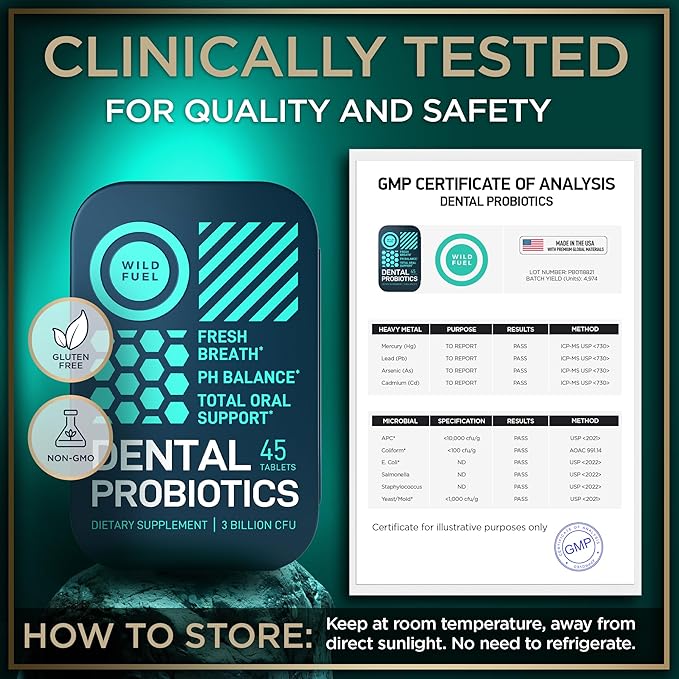 3-PACK Oral Probiotics for Teeth Bad Breath Gum Health - 3bn CFU K12 Lactobacillus Salivarius Acidophilus Casei Dental Probiotic in a Travel Tin - 135Fresh Breath Mint Dental Probiotics Pills