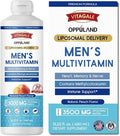 Men's Multivitamin - Liquid Supplement - Liposomal Delivery - Daily Multi Vitamin with Biotin B Complex Omega-3 - Hair &amp Nail Support Vitamin - Peach Flavor - 3000 mg per Serving - 450 mL