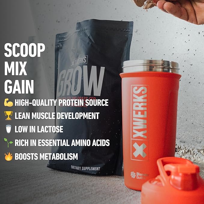 Xwerks Grow Whey Protein Powder 25g Pure Isolate Protein from New Zealand Grass Fed Cows Builds Strength and Speeds Recovery Paleo and Keto Friendly Soy and Gluten Free Vanilla 30 Servings
