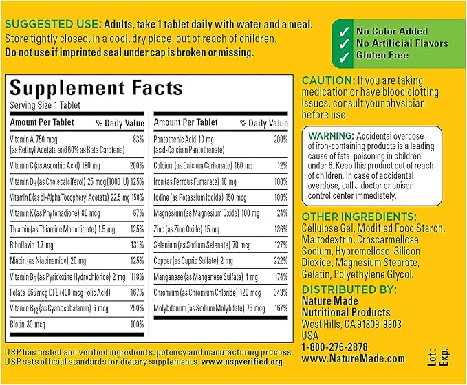 Nature Made Multi Complete Tablets 130 ea (Pack of 9)