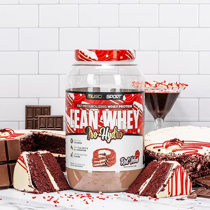 Musclesport Lean Whey Revolution™ Protein Powder - Whey Protein Isolate - Low Calorie Low Carb Low Fat Incredible Flavors - 25g Protein per Scoop - 2lb Red Velvet
