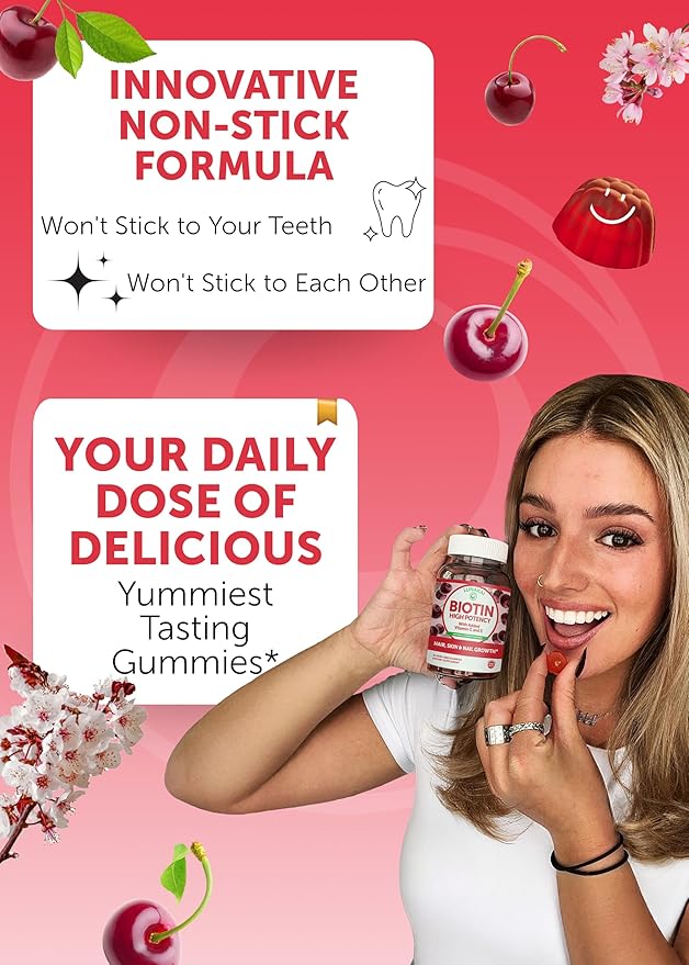 Lunakai USA Made Biotin Gummies 5000mcg with Vitamin C &amp E - Delicious Hair Skin Nails Vitamins for Women Non-GMO Hair Growth Supplement - 6 Pack