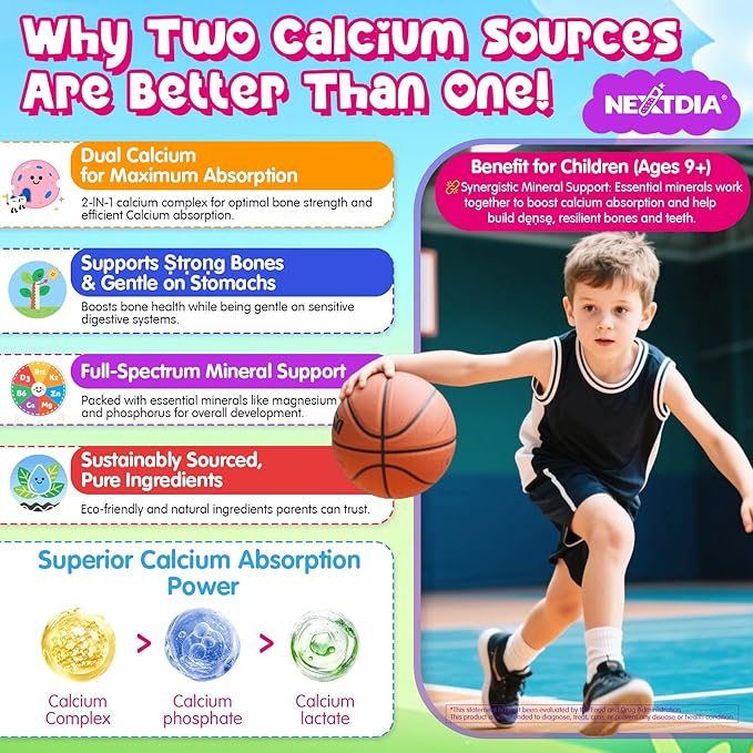 Kids Calcium Gummies + D3 &amp Magnesium for 4+ + Kids Calcium Soft Chews for 9+