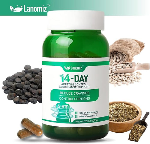 14DAY Appetite &amp Craving Control Gut Health Complex Featuring Delayed-Release Probiotics &amp White Kidney Bean Extract 5-HTP(5-hydroxytryptophan) 60 Vegetarian Capsules