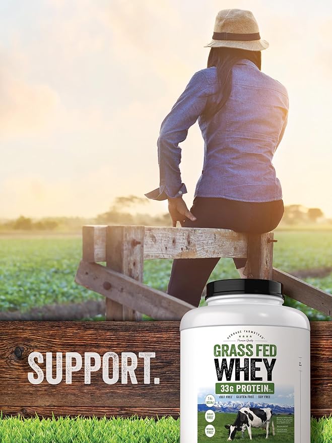 Carlyle Grass Fed Whey Protein Powder | 5lb (80 oz) | 33g of Protein Per Serving | Unflavored | Sugar and Hormone Free | Non-GMO and Gluten Free Supplement | by Herbage Farmstead