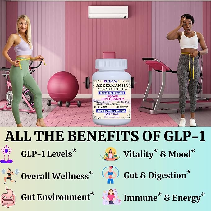 Nikoni Akkermansia Muciniphila GLP-1 Probiotic Supplement for Women &amp Men Gut Health (240 Softgels)