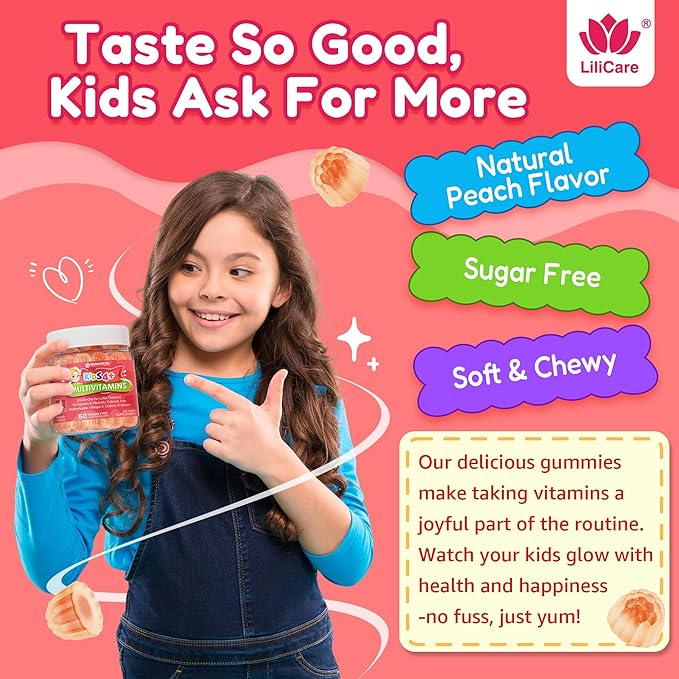 Kids Multivitamin Gummies + Iron Omega 3 Probiotic Fiber Vitamins A C D3 E K2 Methylfolate Calcium Choline Kids Vitamins Multivitamin for Growth Immune Bone Brain Focus No Sugar 60 Cts