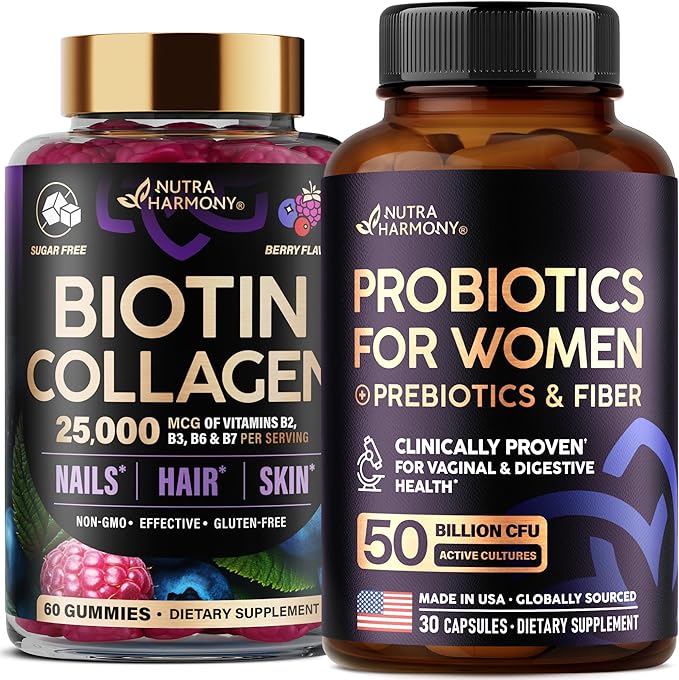 NUTRAHARMONY Biotin Collagen Gummies &amp Probiotics for Women Capsules