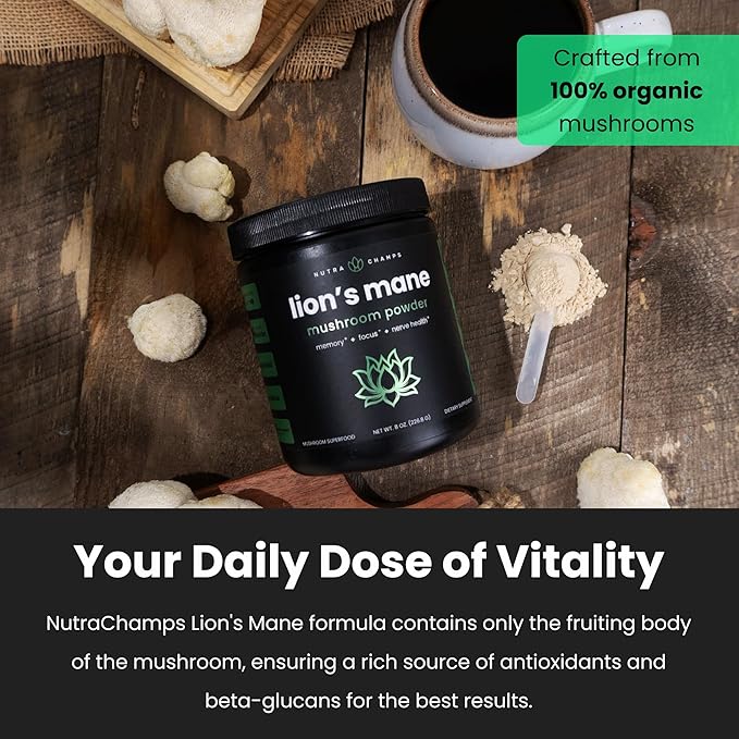NutraChamps Beet Root Powder &amp Lion's Mane Powder. Powerful Circulation &amp Adaptogen Blends